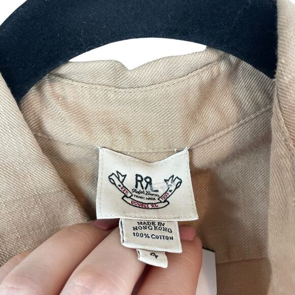 Double RL RRL Ralph Lauren Cotton Button Up Long Sleeve Utility Shirt Brown Sz 4 - Picture 4 of 11